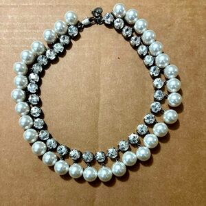 Zara NWOT Pearl & Rhinestone Double Strand Necklace